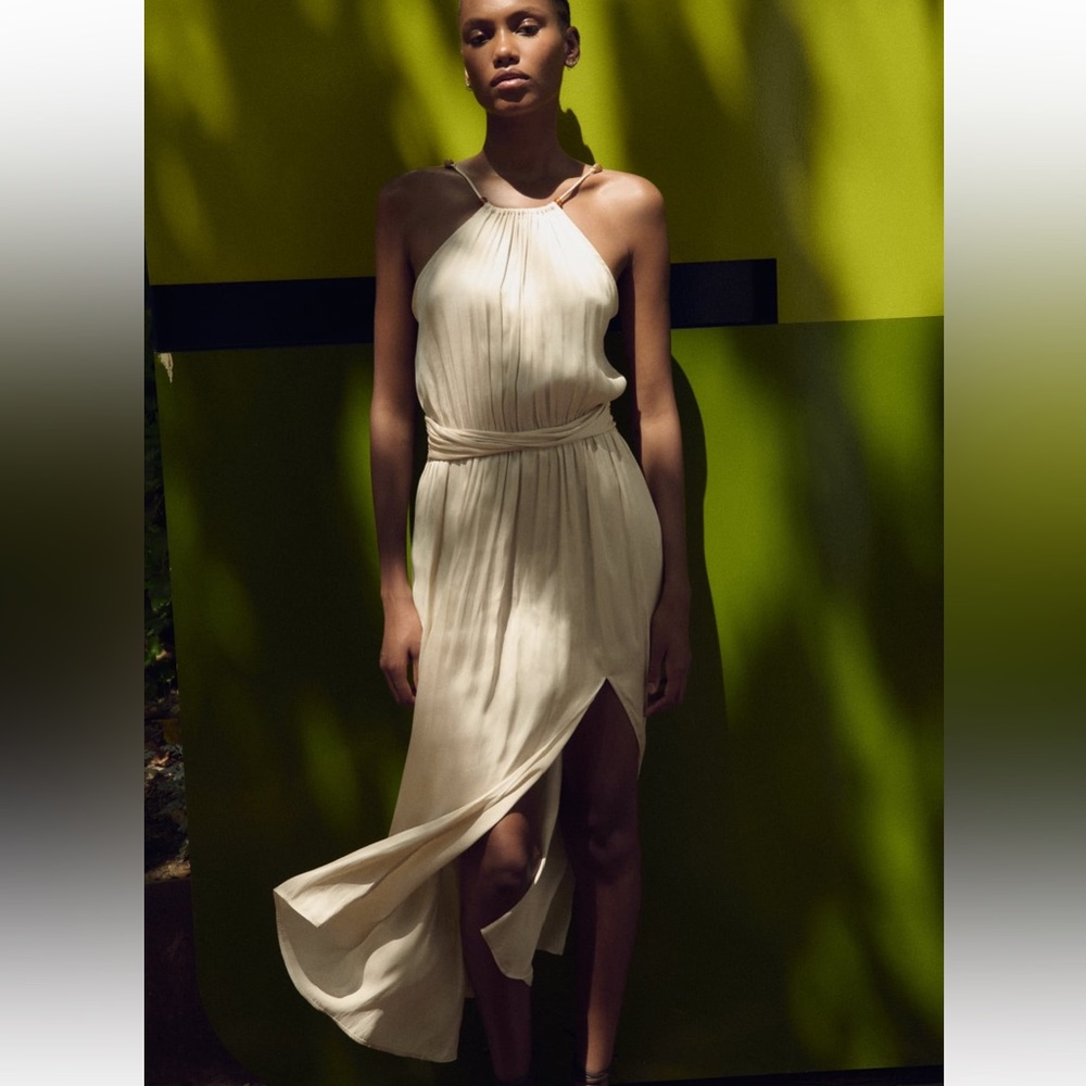 Zara, tan, satin